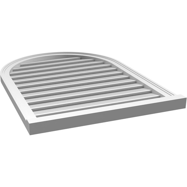 Ekena Millwork Round Top Surface Mount PVC Gable Vent: Functional, w/ 2"W x 2"P Brickmould Sill Frame, 28"W x 38"H - GVPRT28X3803SF