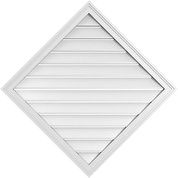 Ekena Millwork Diamond Surface Mount PVC Gable Vent: Non-Functional, w/ 2"W x 1-1/2"P Brickmould Frame, 38"W x 38"H - GVPDI38X3802SN