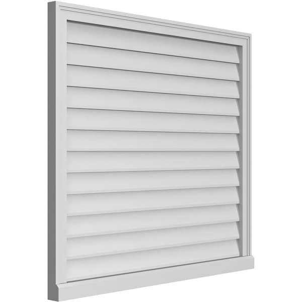 Ekena Millwork Vertical Surface Mount PVC Gable Vent w/ 2"W x 2"H , Brickmould Sill Frame, 40"W x 36"H - GVPVE40X3603SN