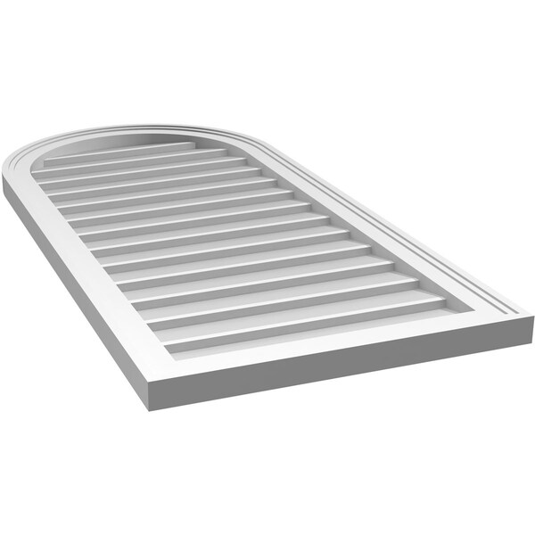 Ekena Millwork Round Top Surface Mount PVC Gable Vent w/ 2"W x 1-1/2"P Brickmould Frame, 20"W x 42"H - GVPRT20X4202SN