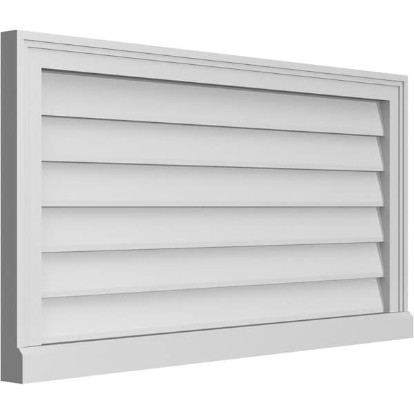 Ekena Millwork Vertical Surface Mount PVC Gable Vent w/ 2"W x 2"H , Brickmould Sill Frame, 38"W x 20"H - GVPVE38X2003SN