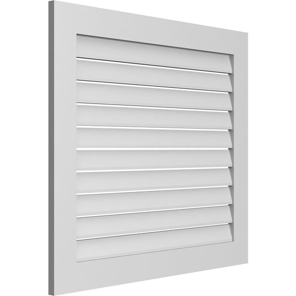 Ekena Millwork Vertical Surface Mount PVC Gable Vent: Functional, w/ 3-1/2"W x 1"P Standard Frame, 38"W x 34"H - GVPVE38X3401SF