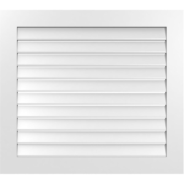 Ekena Millwork Vertical Surface Mount PVC Gable Vent: Functional, w/ 3-1/2"W x 1"P Standard Frame, 38"W x 34"H - GVPVE38X3401SF