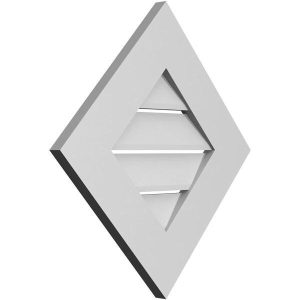 Ekena Millwork Diamond Surface Mount PVC Gable Vent: Non-Functional, w/ 3-1/2"W x 1"P Standard Frame, 20"W x 20"H - GVPDI20X2001SN