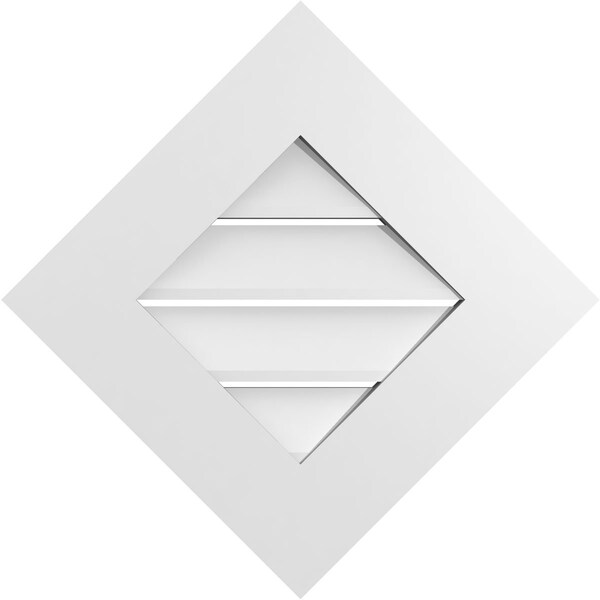 Ekena Millwork Diamond Surface Mount PVC Gable Vent: Non-Functional, w/ 3-1/2"W x 1"P Standard Frame, 20"W x 20"H - GVPDI20X2001SN
