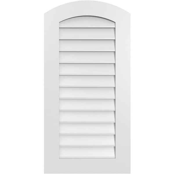 Ekena Millwork Arch Top Surface Mount PVC Gable Vent: Functional, w/ 3-1/2"W x 1"P Standard Frame, 20"W x 40"H - GVPAR20X4001SF