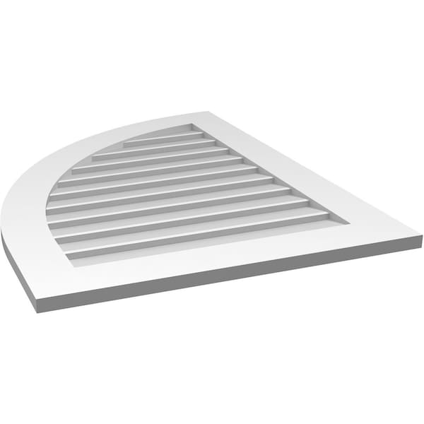 Ekena Millwork Quarter Round Top Left Surface Mount PVC Gable Vent w/ 3-1/2"W x 1"P Standard Frame, 28"W x 36"H - GVPQL28X3601SN