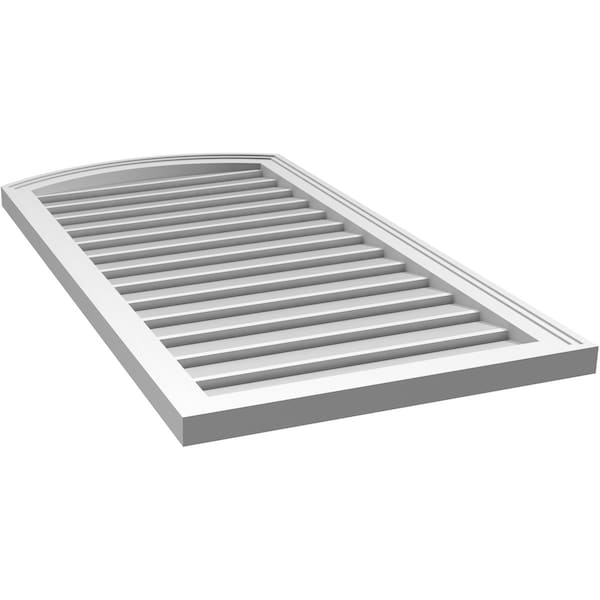 Ekena Millwork Arch Top Surface Mount PVC Gable Vent: Non-Functional, w/2"W x 1-1/2"P Brickmould Frame, 22"W x 40"H - GVPAR22X4002SN