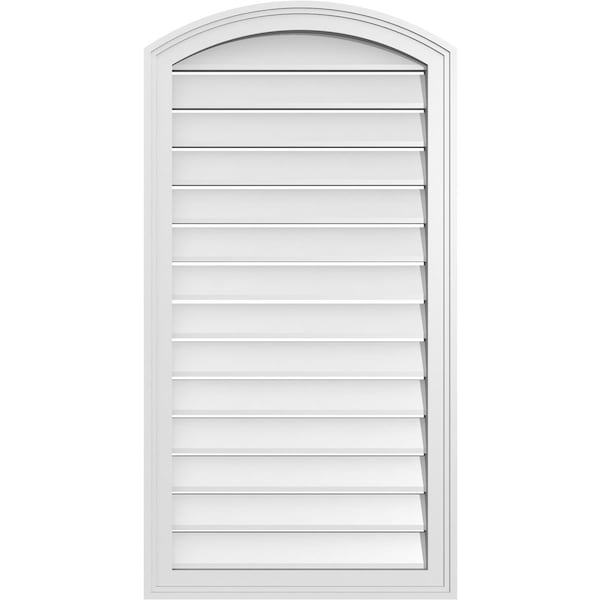 Ekena Millwork Arch Top Surface Mount PVC Gable Vent: Non-Functional, w/2"W x 1-1/2"P Brickmould Frame, 22"W x 40"H - GVPAR22X4002SN