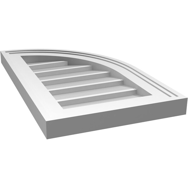 Ekena Millwork Quarter Round Top Right Surface Mount PVC Gable Vent w/ 2"W x 1-1/2"P Brickmould Frame, 12"W x 20"H - GVPQR12X2002SN