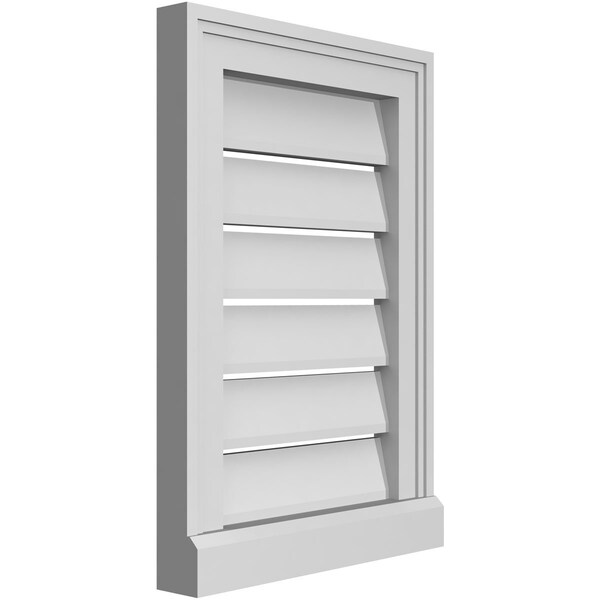 Ekena Millwork Vertical Surface Mount PVC Gable Vent: Functional, w/ 2"W x 2"P Brickmould Sill Frame, 14"W x 20"H - GVPVE14X2003SF
