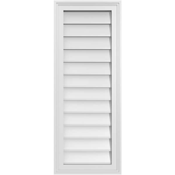 Ekena Millwork Vertical Surface Mount PVC Gable Vnt: Non-Functional, w/2"W x 1-1/2"H, Brickmould Frame, 14"W x 36"H - GVPVE14X3602SN
