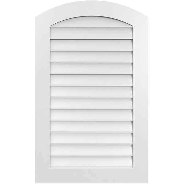 Ekena Millwork Arch Top Surface Mount PVC Gable Vent: Functional, w/ 3-1/2"W x 1"P Standard Frame, 26"W x 42"H - GVPAR26X4201SF