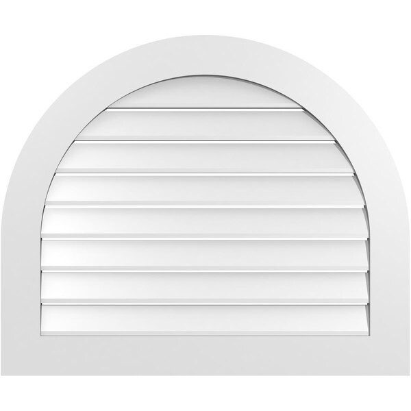 Ekena Millwork Round Top Surface Mount PVC Gable Vent: Functional, w/ 3-1/2"W x 1"P Standard Frame, 36"W x 30"H - GVPRT36X3001SF