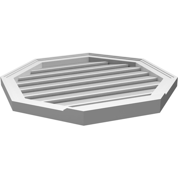 Ekena Millwork Octagonal Surface Mount PVC Gable Vent: Functional, w/ 2"W x 2"P Brickmould Sill Frame, 26"W x 26"H - GVPOC26X2603SF