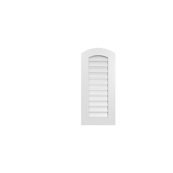 Ekena Millwork Arch Top Surface Mount PVC Gable Vent: Non-Functional, w/ 3-1/2"W x 1"P Standard Frame, 16"W x 34"H - GVPAR16X3401SN