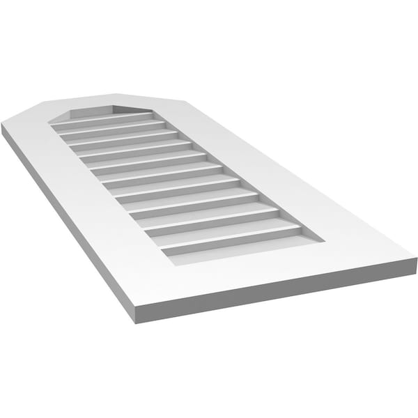 Ekena Millwork Octagonal Top Surface Mount PVC Gable Vent w/ 3-1/2"W x 1"P Standard Frame, 16"W x 38"H - GVPOT16X3801SN
