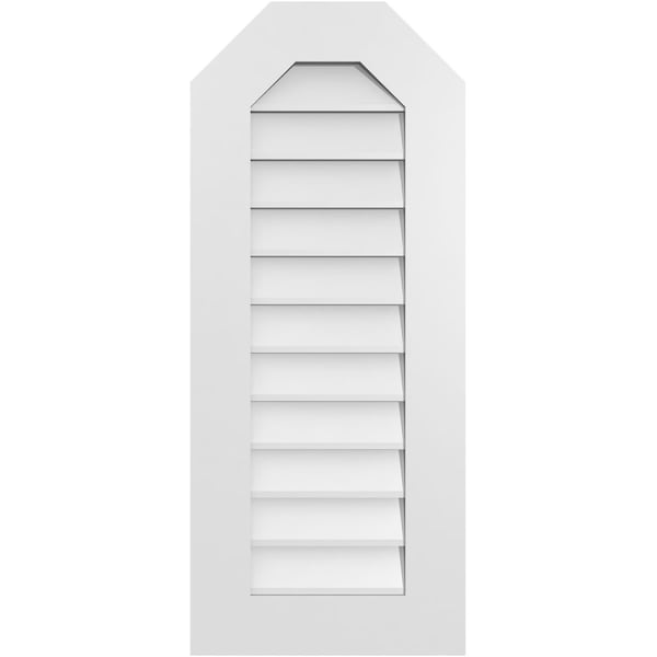 Ekena Millwork Octagonal Top Surface Mount PVC Gable Vent w/ 3-1/2"W x 1"P Standard Frame, 16"W x 38"H - GVPOT16X3801SN