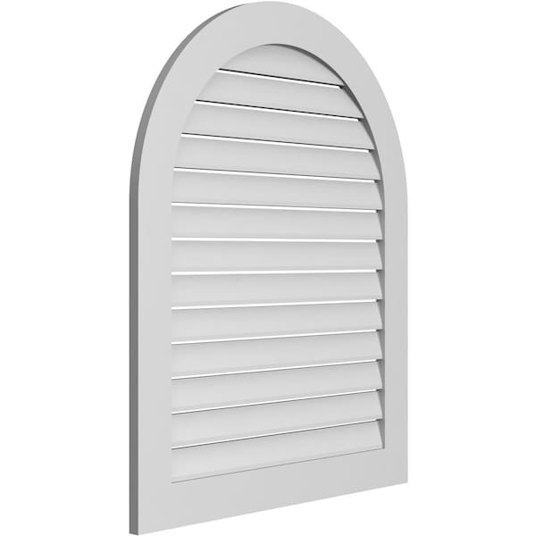 Ekena Millwork Round Top Surface Mount PVC Gable Vent: Functional, w/ 3-1/2"W x 1"P Standard Frame, 34"W x 42"H - GVPRT34X4201SF