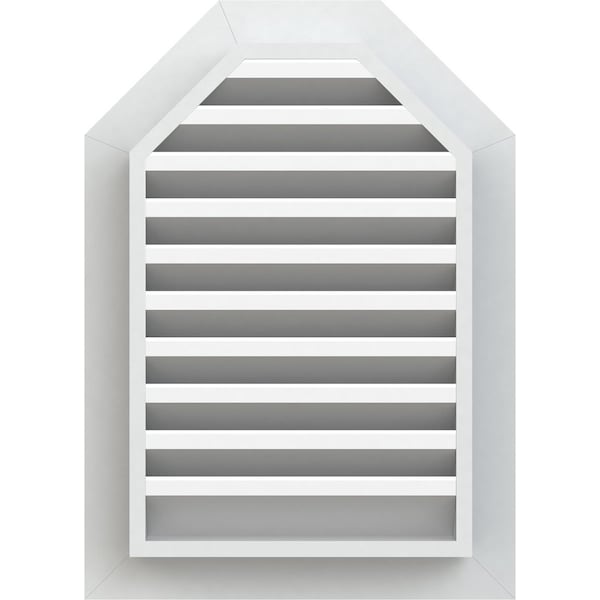 Ekena Millwork Octagonal Top Gable Vent Functional, PVC Gable Vent w/ 1" x 4" Flat Trim Frame, 16"W x 20"H - GVPOT16X2001FUN