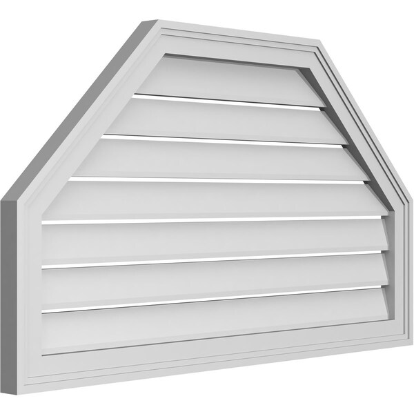 Ekena Millwork Octagonal Top Surface Mount PVC Gable Vent w/ 2"W x 1-1/2"P Brickmould Frame, 38"W x 22"H - GVPOT38X2202SF