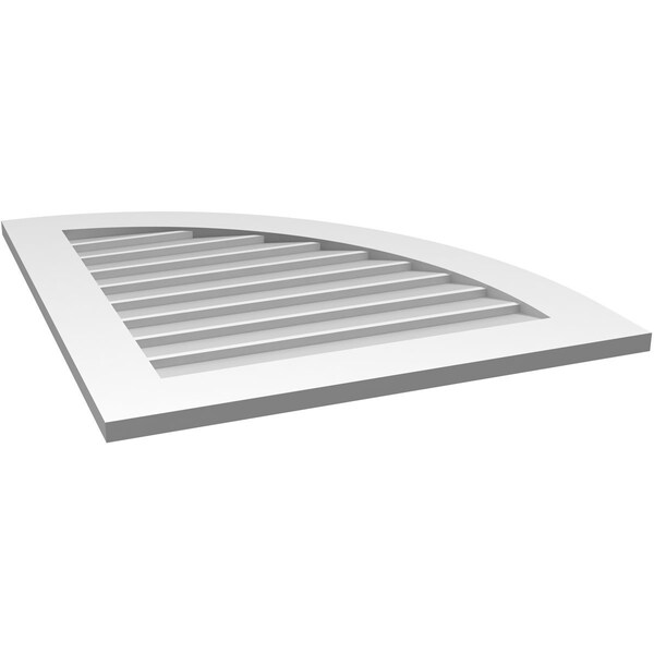 Ekena Millwork Quarter Round Top Right Surface Mount PVC Gable Vent w/ 3-1/2"W x 1"P Standard Frame, 28"W x 32"H - GVPQR28X3201SN