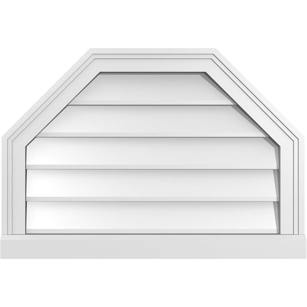 Ekena Millwork Octagonal Top Surface Mount PVC Gable Vent w/ 2"W x 2"P Brickmould Sill Frame, 26"W x 18"H - GVPOT26X1803SN