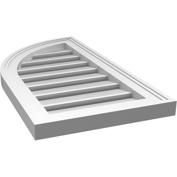 Ekena Millwork Quarter Round Top Left Surface Mount PVC Gable Vent w/ 2"W x 1-1/2"P Brickmould Frame, 14"W x 26"H - GVPQL14X2602SF