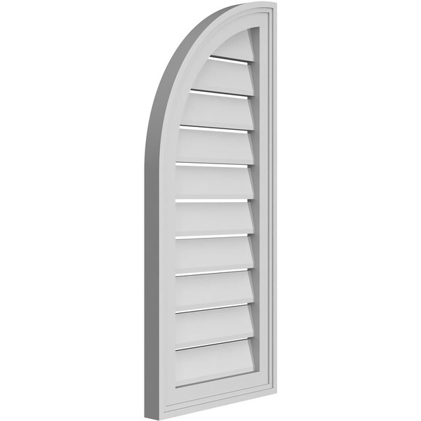 Ekena Millwork Quarter Round Top Left Surface Mount PVC Gable Vent w/ 2"W x 1-1/2"P Brickmould Frame, 14"W x 32"H - GVPQL14X3202SF