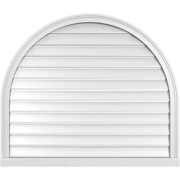 Ekena Millwork Round Top Surface Mount PVC Gable Vent: Functional, w/ 2"W x 2"P Brickmould Sill Frame, 42"W x 36"H - GVPRT42X3603SF
