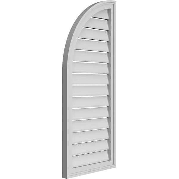 Ekena Millwork Quarter Round Top Left Surface Mount PVC Gable Vent w/ 2"W x 1-1/2"P Brickmould Frame, 18"W x 42"H - GVPQL18X4202SF
