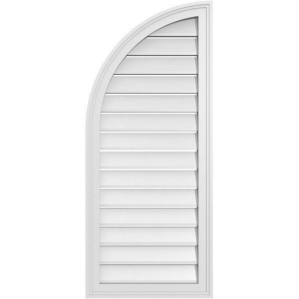 Ekena Millwork Quarter Round Top Left Surface Mount PVC Gable Vent w/ 2"W x 1-1/2"P Brickmould Frame, 18"W x 42"H - GVPQL18X4202SF