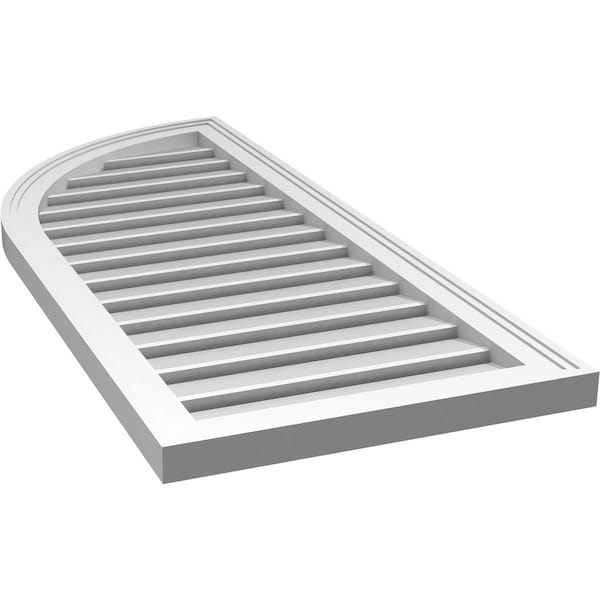 Ekena Millwork Quarter Round Top Left Surface Mount PVC Gable Vent w/ 2"W x 1-1/2"P Brickmould Frame, 18"W x 42"H - GVPQL18X4202SF