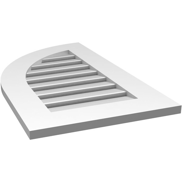 Ekena Millwork Quarter Round Top Left Surface Mount PVC Gable Vent w/ 3-1/2"W x 1"P Standard Frame, 18"W x 30"H - GVPQL18X3001SF