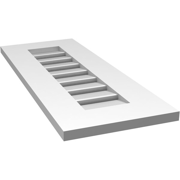 Ekena Millwork Vertical Surface Mount PVC Gable Vent: Functional, w/ 3-1/2"W x 1"P Standard Frame, 12"W x 30"H - GVPVE12X3001SF