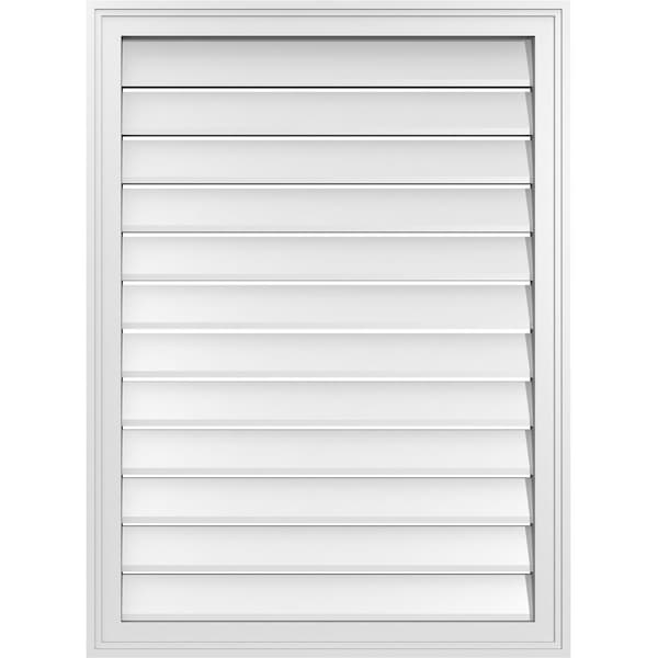 Ekena Millwork Vertical Surface Mount PVC Gable Vent: Functional, w/ 2"W x 1-1/2"P Brickmould Frame, 28"W x 38"H - GVPVE28X3802SF
