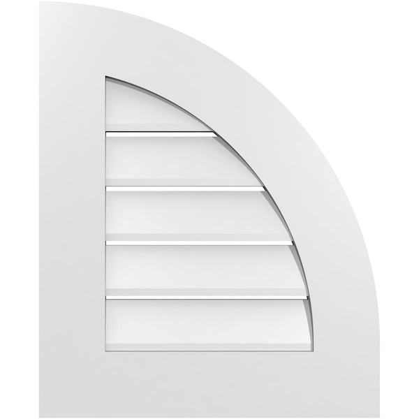 Ekena Millwork Quarter Round Top Right Surface Mount PVC Gable Vent w/ 3-1/2"W x 1"P Standard Frame, 18"W x 22"H - GVPQR18X2201SF