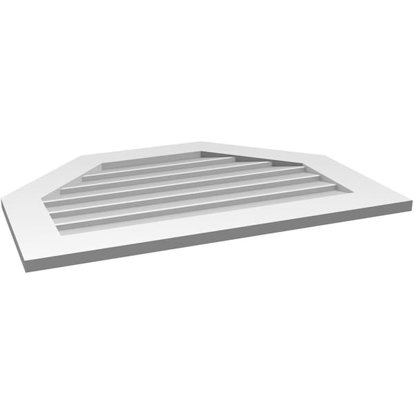 Ekena Millwork Octagonal Top Surface Mount PVC Gable Vent w/ 3-1/2"W x 1"P Standard Frame, 34"W x 24"H - GVPOT34X2401SN