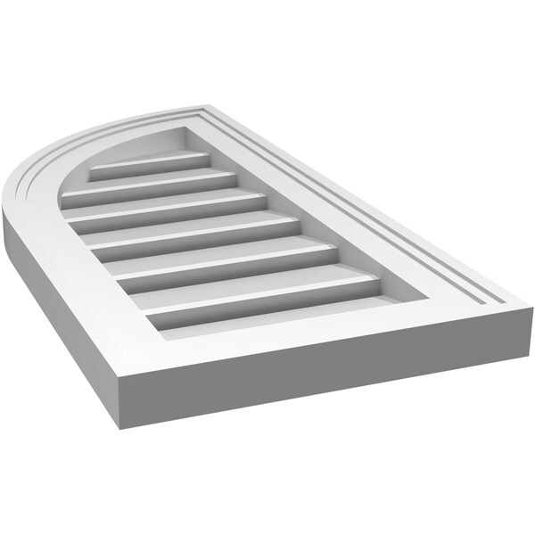 Ekena Millwork Quarter Round Top Left Surface Mount PVC Gable Vent w/ 2"W x 1-1/2"P Brickmould Frame, 12"W x 24"H - GVPQL12X2402SF