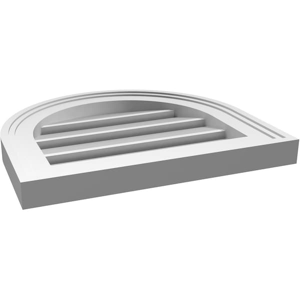 Ekena Millwork Round Top Surface Mount PVC Gable Vent: Functional, w/ 2"W x 1-1/2"P Brickmould Frame, 16"W x 14"H - GVPRT16X1402SF