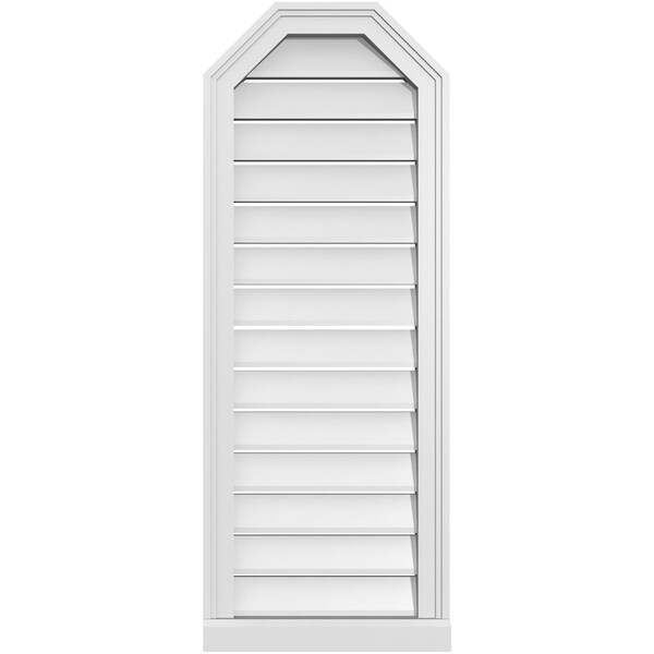 Ekena Millwork Octagonal Top Surface Mount PVC Gable Vent w/ 2"W x 2"P Brickmould Sill Frame, 16"W x 42"H - GVPOT16X4203SF