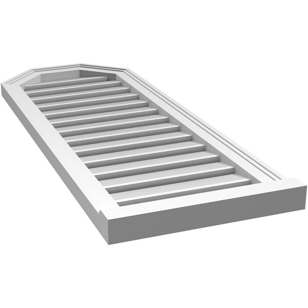 Ekena Millwork Octagonal Top Surface Mount PVC Gable Vent w/ 2"W x 2"P Brickmould Sill Frame, 16"W x 42"H - GVPOT16X4203SF