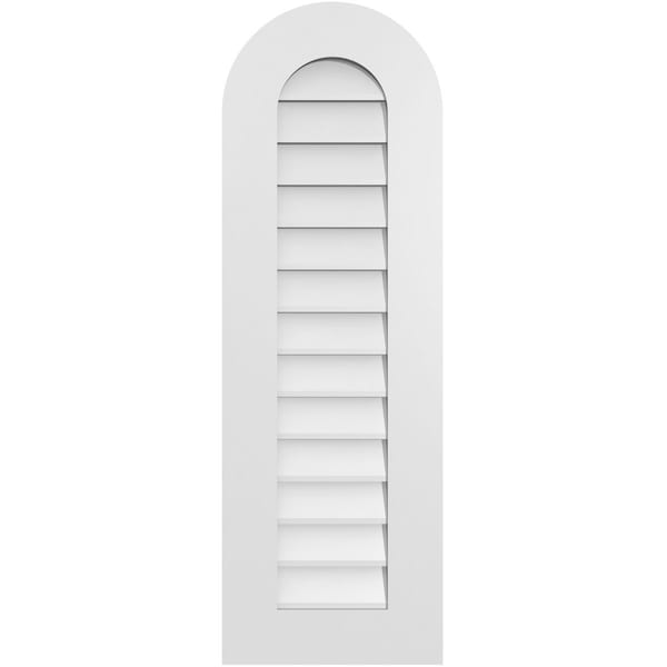 Ekena Millwork Round Top Surface Mount PVC Gable Vent: Non-Functional, w/ 3-1/2"W x 1"P Standard Frame, 14"W x 42"H - GVPRT14X4201SN