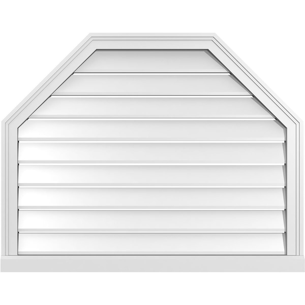 Ekena Millwork Octagonal Top Surface Mount PVC Gable Vent w/ 2"W x 2"P Brickmould Sill Frame, 38"W x 30"H - GVPOT38X3003SF