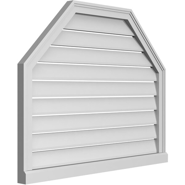 Ekena Millwork Octagonal Top Surface Mount PVC Gable Vent w/ 2"W x 2"P Brickmould Sill Frame, 38"W x 30"H - GVPOT38X3003SF