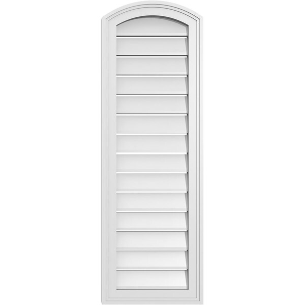 Ekena Millwork Arch Top Surface Mount PVC Gable Vent: Non-Functional, w/2"W x 1-1/2"P Brickmould Frame, 14"W x 40"H - GVPAR14X4002SN