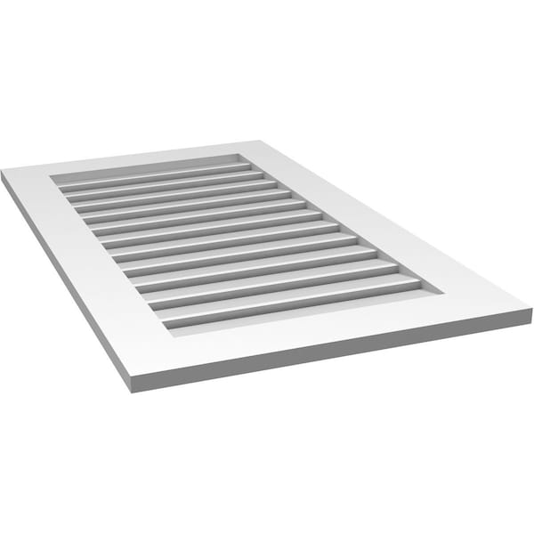 Ekena Millwork Vertical Surface Mount PVC Gable Vent: Functional, w/ 3-1/2"W x 1"P Standard Frame, 24"W x 40"H - GVPVE24X4001SF
