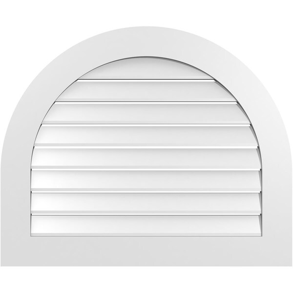 Ekena Millwork Round Top Surface Mount PVC Gable Vent: Functional, w/ 3-1/2"W x 1"P Standard Frame, 34"W x 28"H - GVPRT34X2801SF