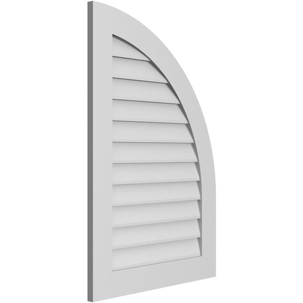 Ekena Millwork Quarter Round Top Right Surface Mount PVC Gable Vent w/ 3-1/2"W x 1"P Standard Frame, 26"W x 38"H - GVPQR26X3801SN
