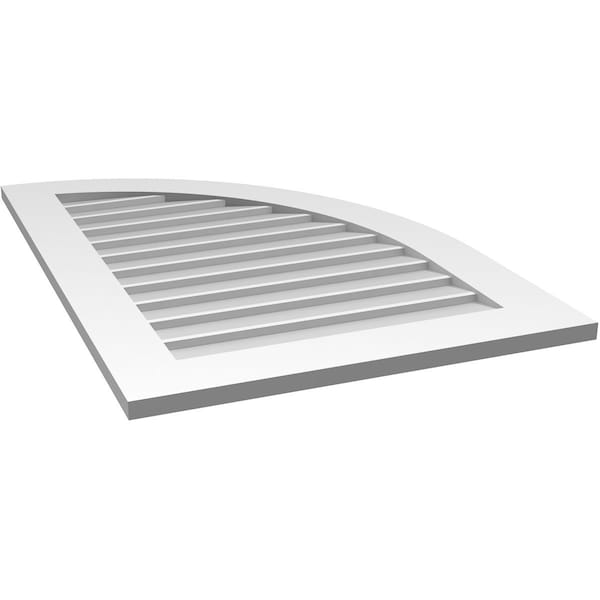 Ekena Millwork Quarter Round Top Right Surface Mount PVC Gable Vent w/ 3-1/2"W x 1"P Standard Frame, 26"W x 38"H - GVPQR26X3801SN